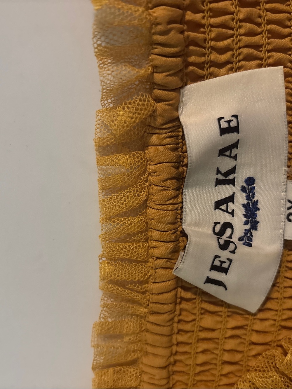 Ruffle mustard yellow Jessakae dress 2X - Picture 2 of 3